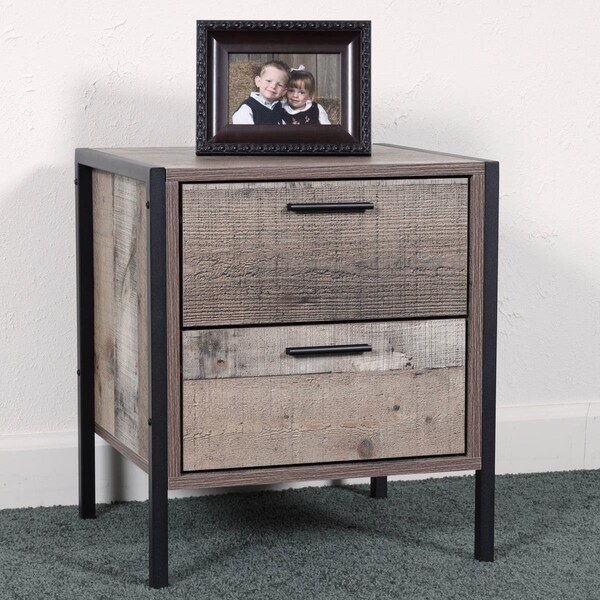 Kd Two Drawer Night Stand with Metal Frame & Legs KD2754802 - main